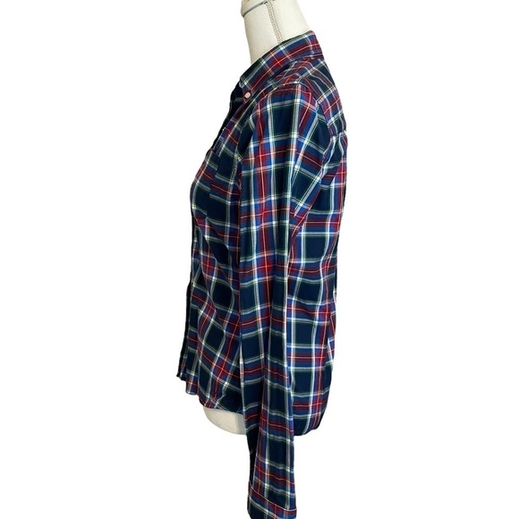 Abercrombie & Fitch Navy Blue Red Madris Cotton Long Sleeve Button-Up Shirt-Med. - Picture 4 of 12